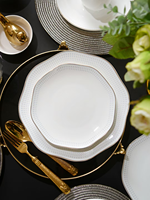Service de table 52 pièces en porcelaine fine blanche de luxe, gaufré, durable, résistant au lave-vaisselle et à la chaleur, pour la maison et l'hôtellerie