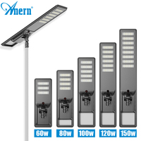 Anern Wholesale 100W All-in-One Solar Street Lights Commercial LED Outdoor Lighting for Roads