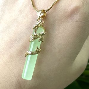Collier en jade couleur lavande avec pendentif <span class=keywords><strong>dragon</strong></span>, collier papillon en jade, collier Bouddha rieur - Product Image 6