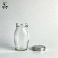 Pot en verre incurvé de 130 ml avec couvercle à vis, récipient transparent de qualité alimentaire pour petites portions de miel et de confiture, emballage en gros