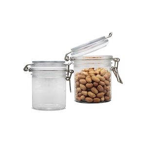 8Oz Rõ Ràng Kín Nhựa Lưu Trữ Jar Đối Với Cookie Với Lật Nắp/Vòng Nhựa Nuts Lưu Trữ Jar <span class=keywords><strong>Container</strong></span> Với Bạc Khóa Nắp - Product Image 1