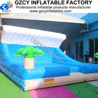 Simulateur de surf mécanique gonflable avec toit, thème tropical, en PVC, pour usage commercial et location événementielle