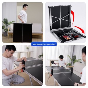 Table de <span class=keywords><strong>ping</strong></span>-<span class=keywords><strong>pong</strong></span> pliable peu encombrante, montage facile, ensemble de tennis de table portable, <span class=keywords><strong>filet</strong></span> rétractable, poignée de transport, durable, pour enfants et adultes - Product Image 2