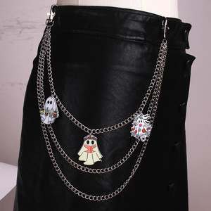 Cadena de cintura multicapa de aleación de zinc con diseño de fantasma de dibujos animados de Halloween, unisex, para pantalones, faldas y vaqueros - Product Image 3