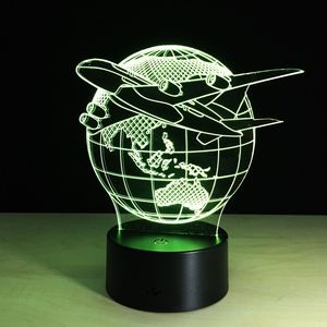 Lampada a LED 3D lampada a colori 3D illusione ottica lampada G131 Fly <span class=keywords><strong>the</strong></span> <span class=keywords><strong>World</strong></span> Earth Globe aeroplano 3D lampada con pulsante a sfioramento G131 - Product Image 5