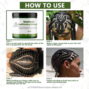 Gel Fijador Extra Fuerte de 16oz para Cabello Negro, Gel para Peinados con Trenzas, Acondicionador, Brillo, Sin Residuos, Sin Grasa, Sin Enjuague - Product Image 4