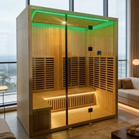 Sauna extérieur traditionnel pour 4 à 6 personnes, poêle 6 kW, maison carrée en cèdre rouge, générateur de vapeur infrarouge lointain, avec panneau de commande