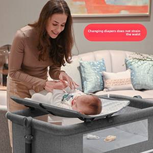 Lit de jeu portable pliable et connectable, <span class=keywords><strong>grand</strong></span> lit bébé, berceau à bascule, table à langer pour nouveau-nés, modèle C966, avec moustiquaire à roulettes - Product Image 3