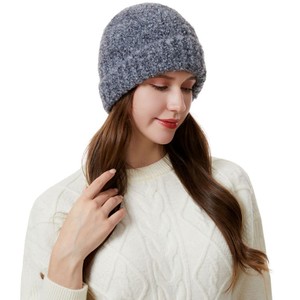 Solid Color Knitted Beanie Warm Wool Hat Unisex Winter Foldable 56-58cm Headband - Product Image 3