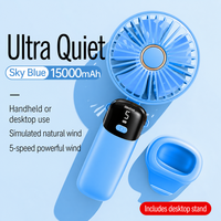 Nouveau ventilateur portatif pliable, mini ventilateur de bureau portable, petit ventilateur avec affichage numérique pour le bureau et les étudiants