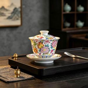 ชุดน้ำชาเซรามิกแบบจีนโบราณ ทนทาน ยี่ห้อ M ขนาด 190 มล. พร้อมกาน้ำชา Gaiwan รับผลิตตามสั่ง (OEM) - Product Image 3