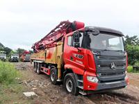 Camion pompe à béton diesel Sany 62m d'occasion, année 2021, châssis auto-construit SYM5530THB 620C-8, moteur 348KW, bon état de fonctionnement