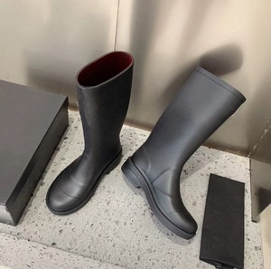 Bottes mi-mollet de luxe pour femme en cuir véritable, semelle extérieure en caoutchouc, imperméables, à enfiler, solides, été/printemps, haute qualité - Product Image 4