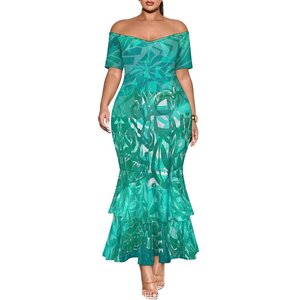Samoan Tribal Design Femmes Robes À Manches Courtes Impression Polynésienne Vêtements Sexy et Moulant <span class=keywords><strong>Robe</strong></span> Sirène - Product Image 5