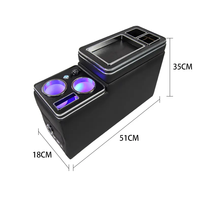 M4มัลติฟังก์ชั่รถที่เท้าแขนกล่องคอนโซลที่มีไฟ LED สำหรับรถตู้