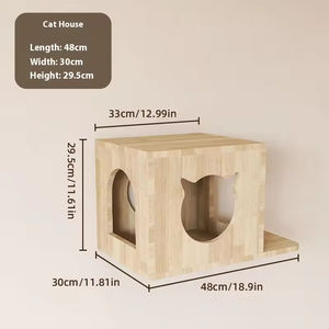 Ahşap Kedi Tırmanma Kulesi, Tırmalama Direği, Kenevir Halat, Yer Tasarruflu Tasarım, Çoklu Kediler İçin Kedi Oyuncağı ve Asılı Yuva - Product Image 3