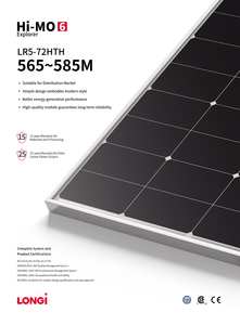 Longi hi-mo 6 LR5-72HTH 565W 570W 580W 585W mô-đun PV đơn tinh thể N Loại bảng điều khiển năng lượng mặt trời longi - Product Image 6