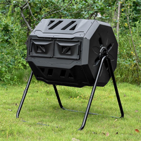 Poubelle à compost robuste pour jardin, cour, usage extérieur, tambour rotatif de compostage des déchets 160L
