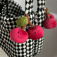 Porte-clés cerises en métal, plastique et peluche, cadeau promotionnel tendance pour sacs, accessoires de sac à main, pendentif, porte-clés cerise