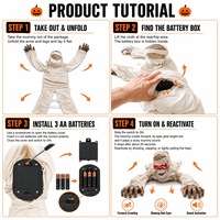 06cm ukuran hidup PP ABS tengkorak animatronik Mummy suara A22 kontrol merangkak Prop Halloween dengan mata LED Scream horor Sound