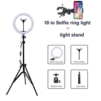 Kit de Lumière Annulaire LED Cercle de 26 cm (10 Pouces) avec Trépied de 1,6 m, Changement de Couleur, 3 Modes pour Studio et Diffusion en Direct, Garantie de 1 An