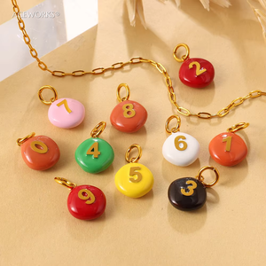 Amuletos de Números Dulces |   Colgantes de Números del 0 al 9 de Acero Inoxidable con Baño de Oro PVD de 18K y Esmalte |   Impermeable, Hipoalergénico y Resistente al Deslustre - Product Image 2