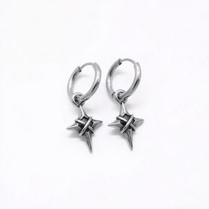 Pendientes de Aro con Puntas Góticas de Acero Inoxidable para Hombre, Estilo Punk Vikingo, Joyería Industrial Plateada, Accesorio de Moda - Product Image 6