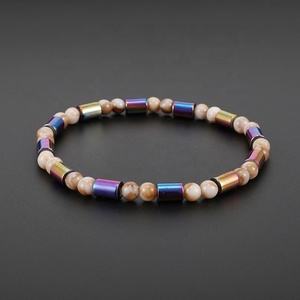 Hete Verkoop Hoge Kwaliteit Steen Mode Sieraden Ijzige Enkelband Waterdichte Kleurrijke Kralen Zwarte Magneet Enkelband Voor Mannen Wome Groothandel