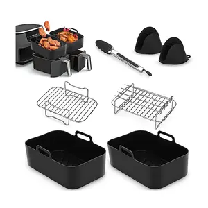 Air Fryer Accessories Suitable For All Air Fryer Ovens Reusable Rectangular Holder Accessories Stainless Steel Air Fryer Silicon