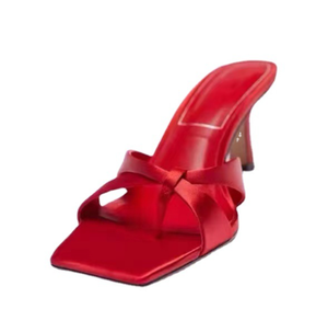 XINZIRAIN sandali con <span class=keywords><strong>tacco</strong></span> alto personalizzato verde satinato nuovo stile estivo infradito Casual per <span class=keywords><strong>scarpe</strong></span> da donna - Product Image 1
