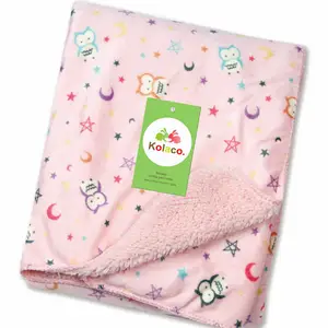 Best Selling Double Layers Infant Fleece Blanket Printed Thick and Soft Baby Swaddling Blanket
