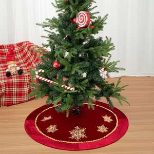 New Christmas Gold Snowflake Sequined Velvet Christmas <b>Tree</b> <b>Skirt</b> Red Christmas <b>Tree</b> <b>Skirt</b> Decoration - Product Image 5