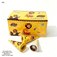 Biscuits croustillants en forme de cornet de crème glacée au chocolat au lait, mini 15g, halal, de haute qualité, personnalisables, vente en gros, fabriqués en Chine