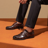 Chaussures Monk en cuir PU, pointure 39-48, bout rond, chaussures à boucle, chaussures habillées tendance pour hommes