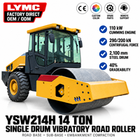Compacteur vibrant à tambour unique diesel YSW214H de 14 tonnes pour le compactage de gravier et de talus routiers