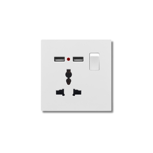 Enchufe de pared Abu con 3 tomas, con puertos USB dobles, un enchufe universal y un interruptor integrado para un suministro de energía fluido y eficiente. - Product Image 2