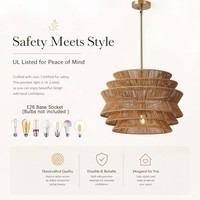 Lampe suspendue en corde de chanvre de haute qualité, avec tige réglable en fer doré, luminaire suspendu avec base E26