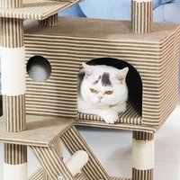 Arbre à chat tout-en-un avec structure d'escalade et lit pour chat, en panneau de densité, 120 cm, gain de place, grande taille, hauteur extensible, pour usage domestique