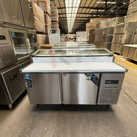 Comptoir réfrigérant pour pizza, salade, sandwich, avec dessus en marbre, vitrine réfrigérée, table de préparation avec dessus en verre, réfrigérateur, congélateur, refroidisseur