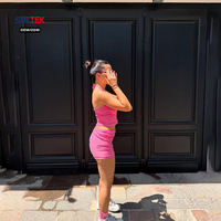 Ensemble 2 pièces sexy personnalisé à faible MOQ pour femme : débardeur dos nu et short taille repliable – Tenue de sport, yoga et gym