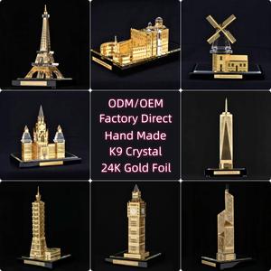 OEMカスタム手作りクリスタルランドマークモデルレーザー彫刻企業ギフト卸売サプライヤーエッフェル塔タージマハル像 - Product Image 5