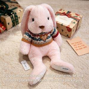 Customized Soft Plush Rabbit Stuffed <strong>Animal</strong> with <strong>Knitted</strong> Sweater High Quality Long Eared Bunny Doll <strong>for</strong> Easter Promotion - Product Image 1