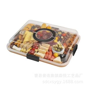 Bandeja de madera Mori Etsu con tapa transparente, tabla multifuncional para pícnic al aire libre, para frutas, aperitivos, queso - Product Image 3