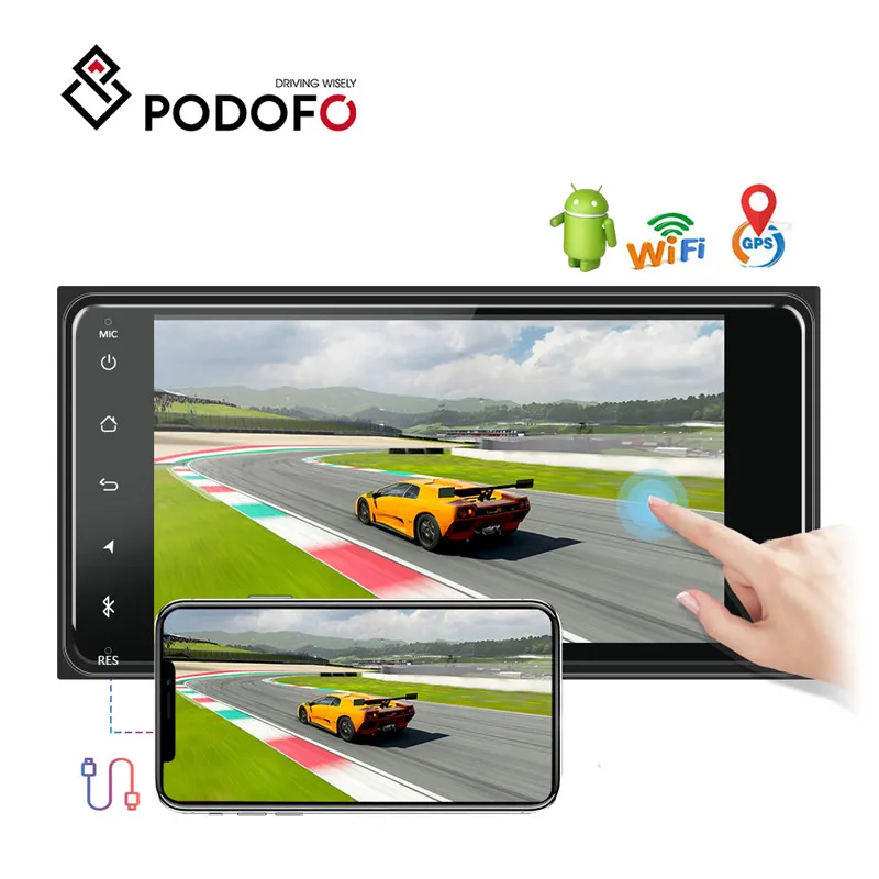 Podofo-Radio con GPS Para coche, Radio con navegador, Android, Wifi, pantalla táctil de 7 pulgadas, estéreo, Para Toyota/Corolla