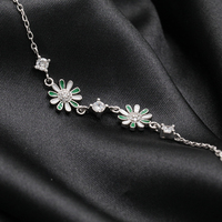 Bracelet en argent sterling 925 avec fleur de marguerite en zircon porte-bonheur, bijoux fins, bracelet en émail pour femmes