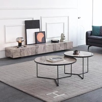Dernière base en verre coloré moderne pour salon, hôtel, bureau ensembles de table basse plateau rond