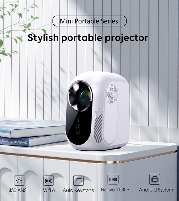 OEM ET35 Mini Android Projector 2GB DDR+32GB EMMC 450 ANSI Full HD Native 1080P LCD LED 120'' Home Theater 4K Support Proyector