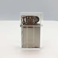 Briquet à rabat en acrylique Transparent haut de gamme logo personnalisé briquet coupe-vent au kérosène