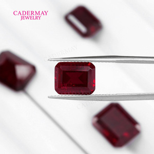Cadermay Synthetic Ruby Loose Stones Rectangle Red Gemstone For Jewelry Making - Product Image 3