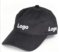 Unisex zwarte katoenen baseballpet, verstelbare pet, zeefdruklogo, buitensport hoofddeksel